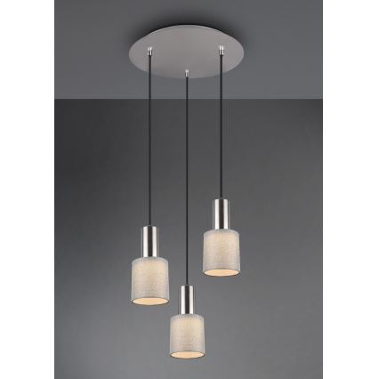 Trio - Ljusskrona med upphängningsrem  WAILER 3xGU10/5W/230V grå
