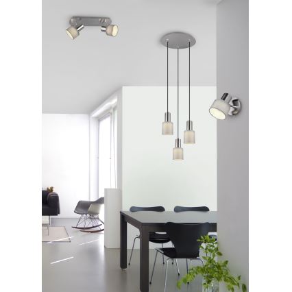 Trio - Ljusskrona med upphängningsrem  WAILER 3xGU10/5W/230V grå