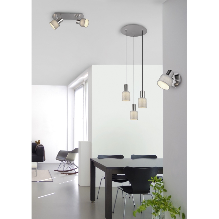 Trio - Ljusskrona med upphängningsrem  WAILER 3xGU10/5W/230V grå