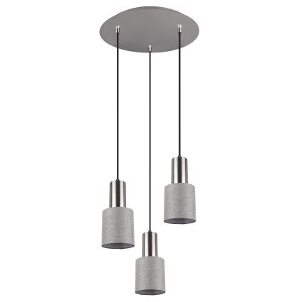 Trio - Ljusskrona med upphängningsrem  WAILER 3xGU10/5W/230V grå