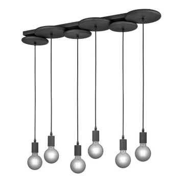 Trio - Ljusskrona med upphängningsrem  DISCUS 6xE27/28W/230V svart
