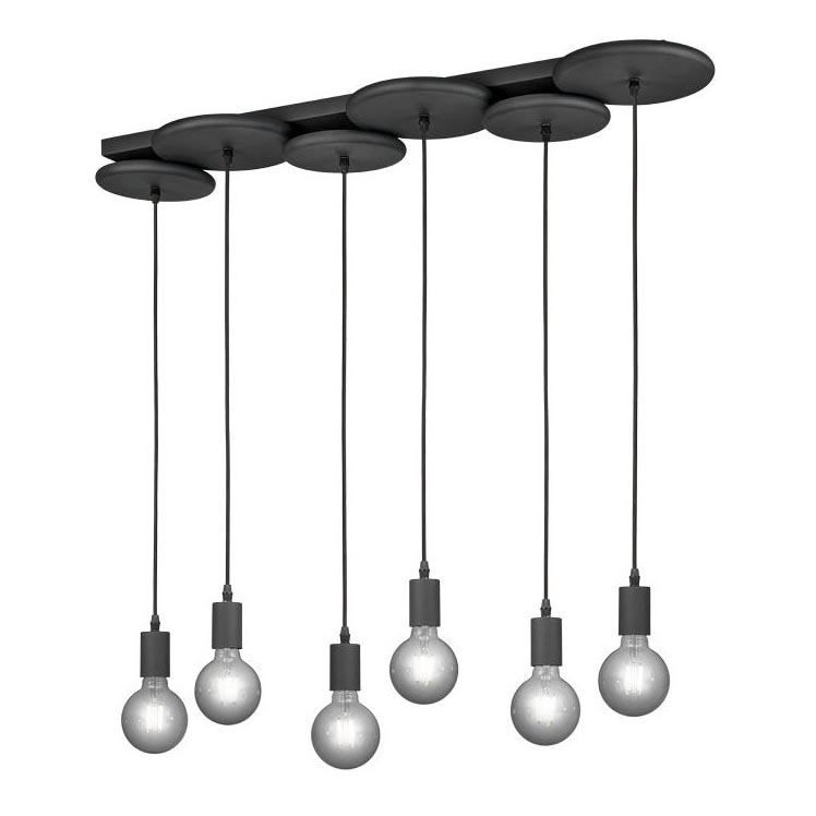 Trio - Ljusskrona med upphängningsrem  DISCUS 6xE27/28W/230V svart