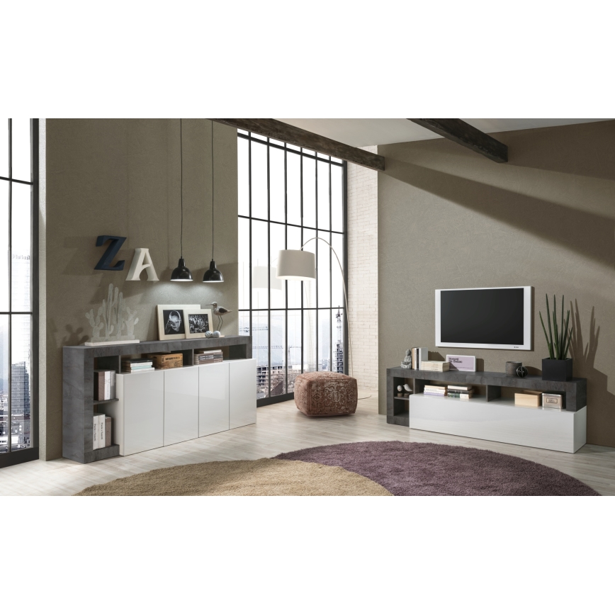 TV-bänk LENOR vit/antracit