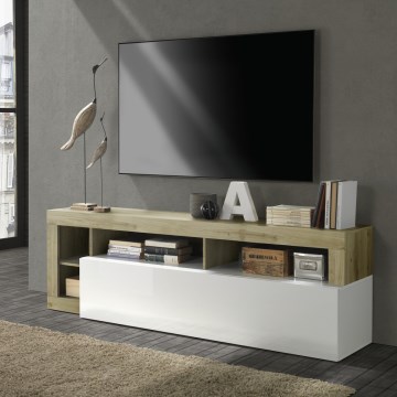 TV-bänk LENOR vit/brun