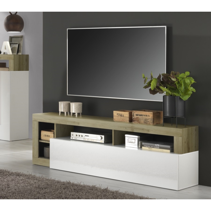 TV-bänk LENOR vit/brun