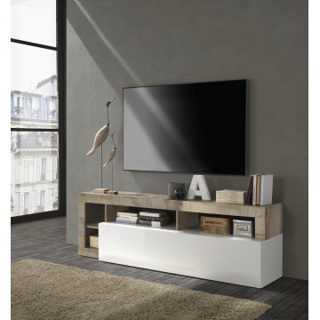 TV-bänk LENOR vit/brun