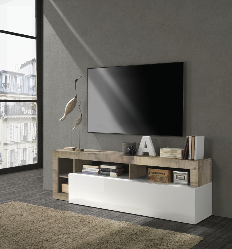TV-bänk LENOR vit/brun