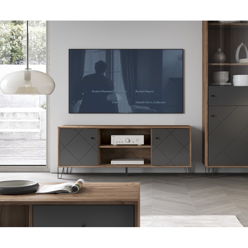 TV-bänk SULA ek craft/svart