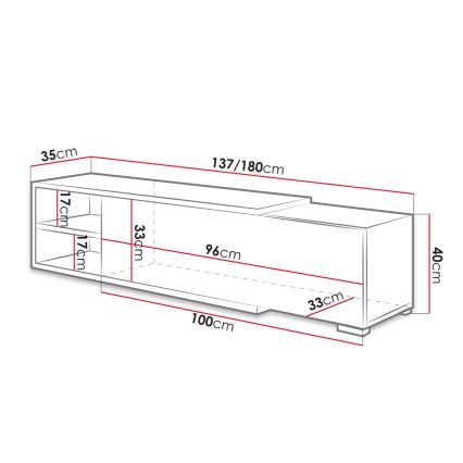 TV bord CLIF 40x180 cm vit