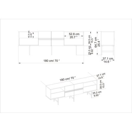 TV bord DERIN 64,7x180 cm vit
