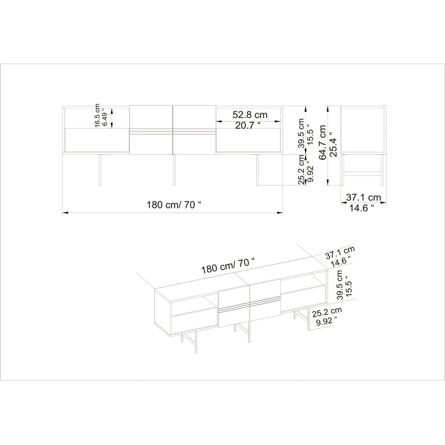 TV bord DERIN 64,7x180 cm vit