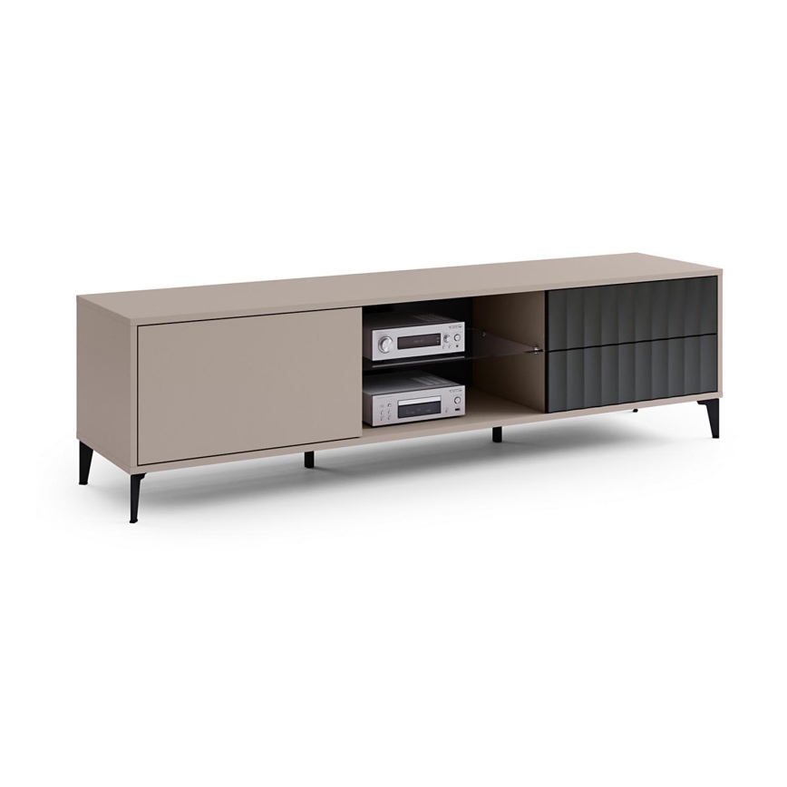 TV-bord med drawers RONJA taupe/svart