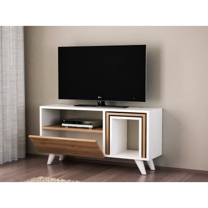 TV bord NOVELLA 51x90 cm vit/brun