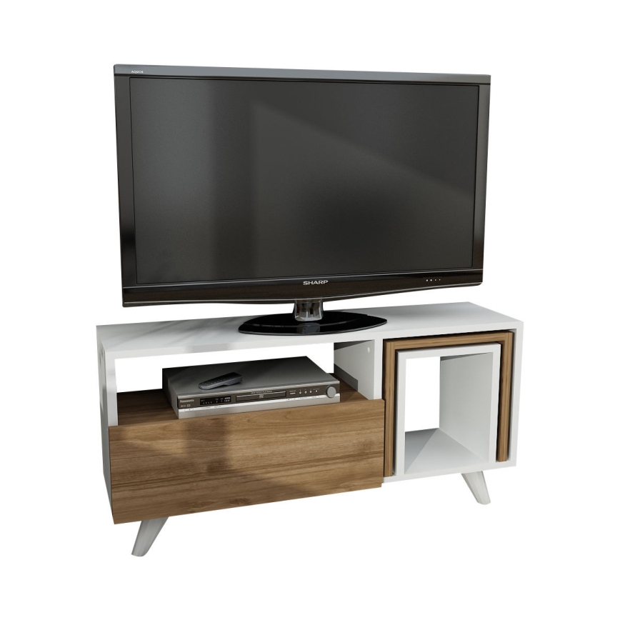 TV bord NOVELLA 51x90 cm vit/brun