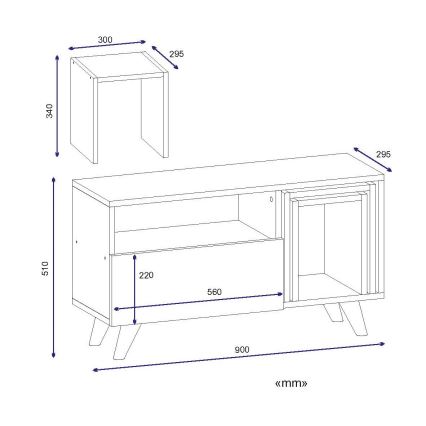 TV bord NOVELLA 51x90 cm vit/brun
