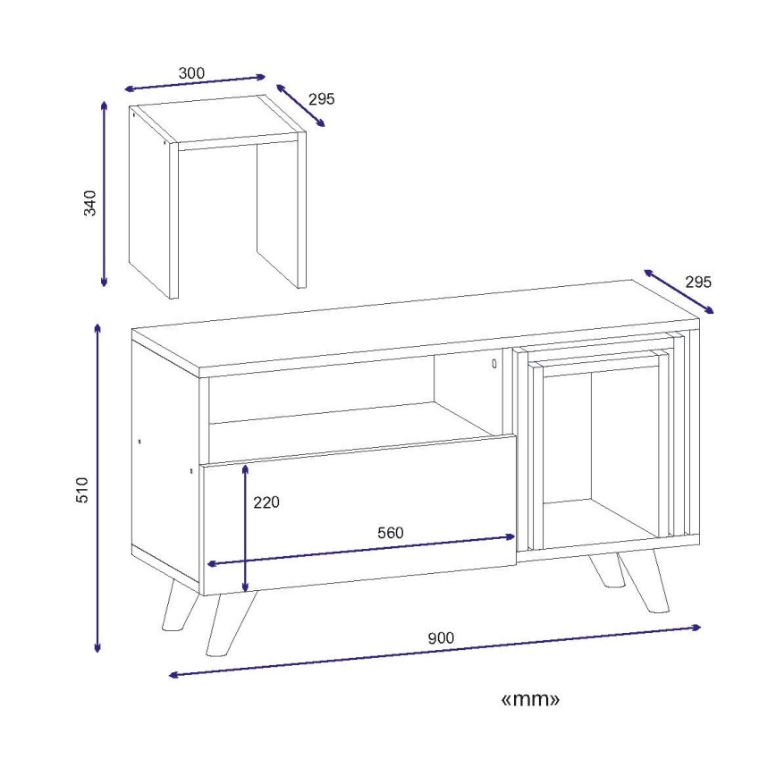 TV bord NOVELLA 51x90 cm vit/brun