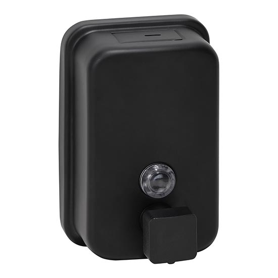 Tvåldispenser i rostfritt stål, 9,7 x 15 cm – svart