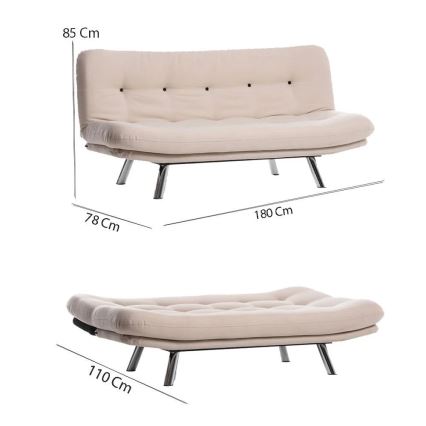 Tvåsitsig bäddsoffa BAKU, krämfärgad