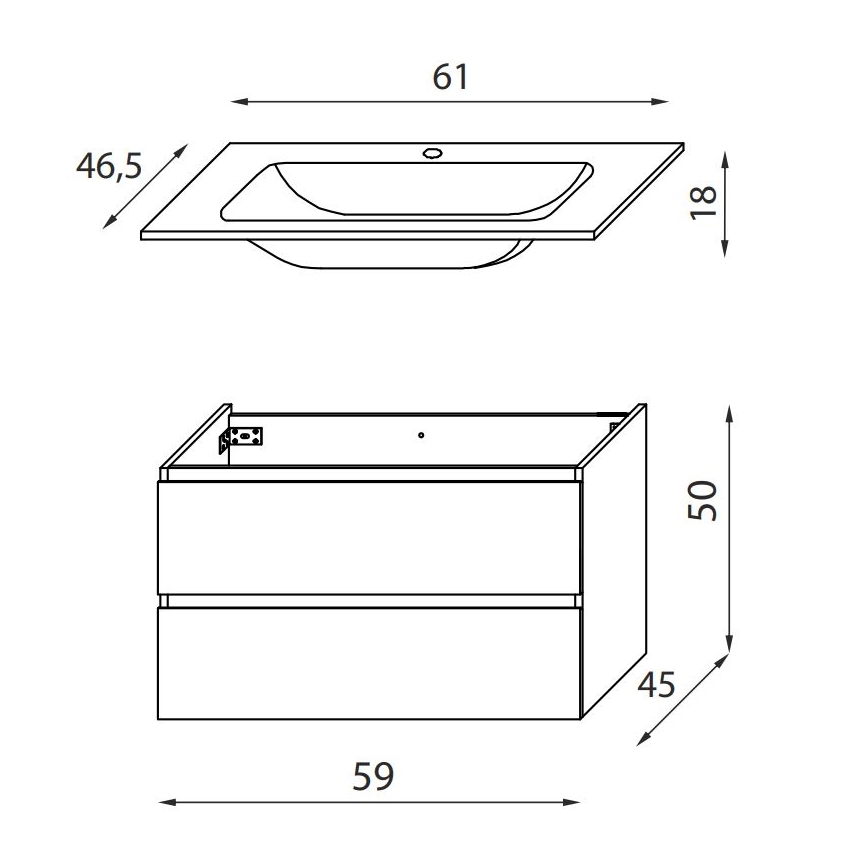 Tvättställskommod KENWOOD 61 cm, svart