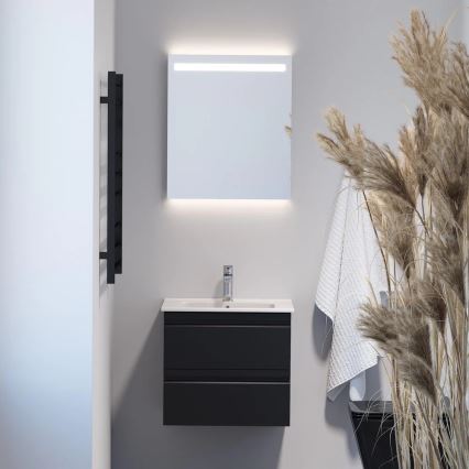 Badrumsskåp med handfat VIGO + LED-väggspegel med bakgrundsbelysning LED/10W/230V IP44 svart