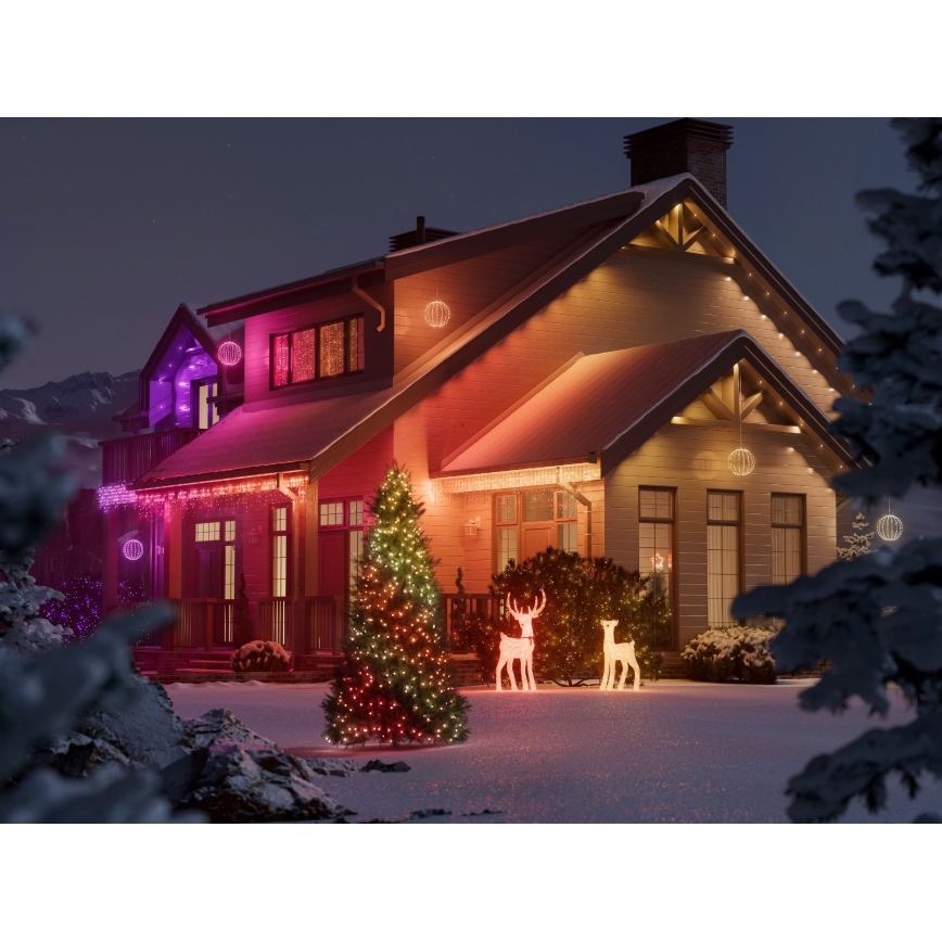 Twinkly - Dimmbar LED RGBW utomhusjulren REINGEERS 250xLED IP44 Wi-Fi