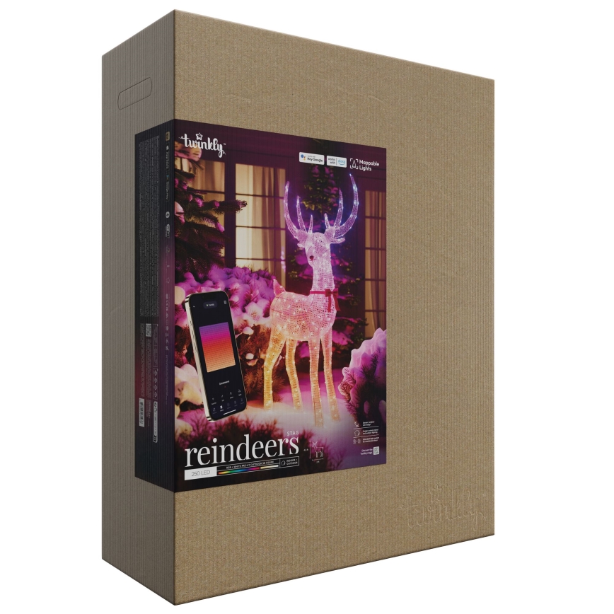 Twinkly - Dimmbar LED RGBW utomhusjulren REINGEERS 250xLED IP44 Wi-Fi