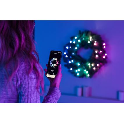 Twinkly - LED RGB Ljusreglerad Julkrans 50xLED diameter 60 cm Wi-Fi