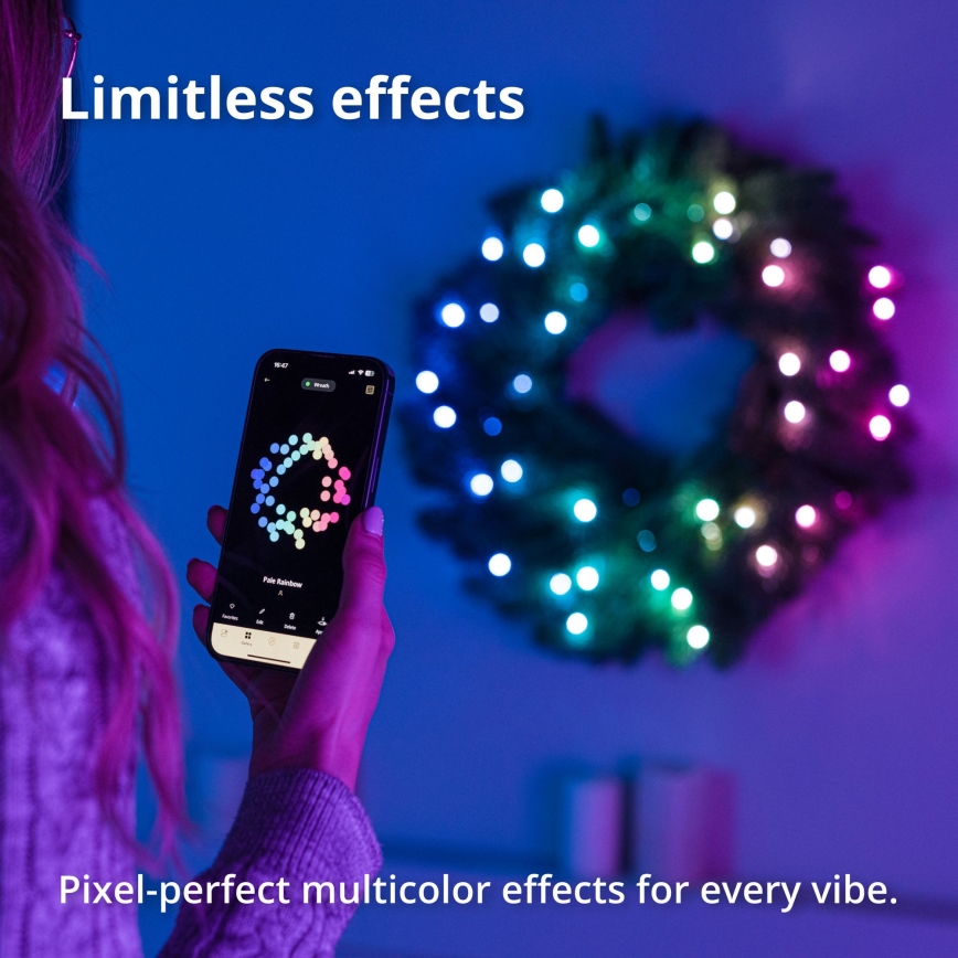 Twinkly - LED RGB Ljusreglerad Julkrans 50xLED diameter 60 cm Wi-Fi
