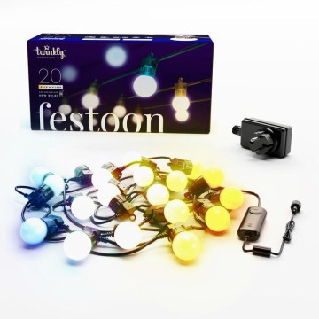 Twinkly - LED Ljusreglerad utomhus Dekorativ slinga FESTOON 20xLED 14m IP44 Wi-Fi
