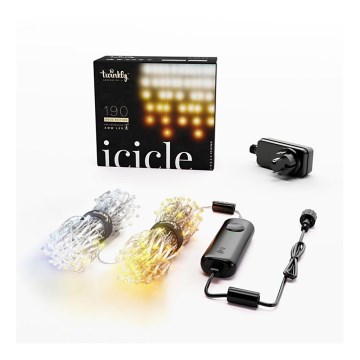 Twinkly - LED Ljusreglerad utomhus Julgardin ICICLE 190xLED 11,5m IP44 Wi-Fi