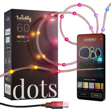 Twinkly - LED RGB Dimbar julkedja DOTS 60xLED 7 m USB Wi-Fi