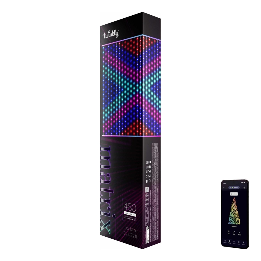 Twinkly - LED RGB Ljusreglerad Julgardin MATRIX 480xLED 1x1 m Wi-Fi