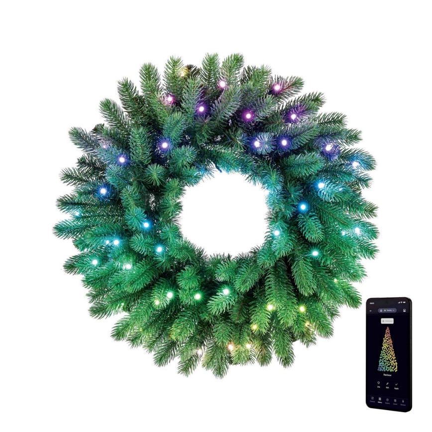 Twinkly - LED RGB Ljusreglerad Julkrans 50xLED diameter 60 cm Wi-Fi