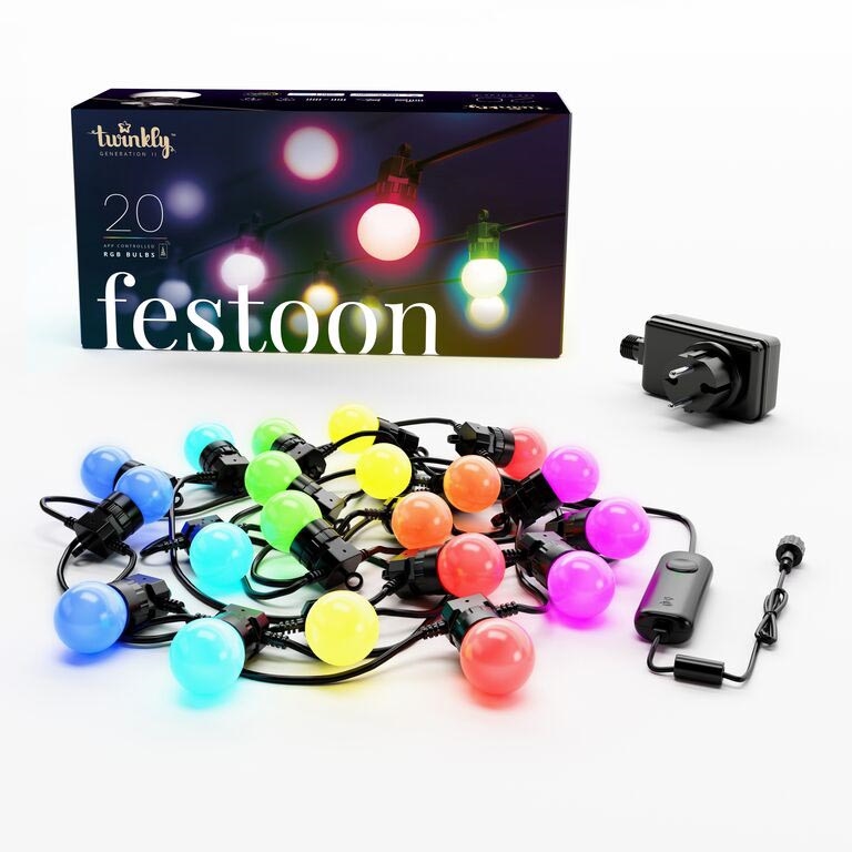 Twinkly - LED RGB Ljusreglerad utomhus Dekorativ slinga FESTOON 20xLED 14m IP44 Wi-Fi