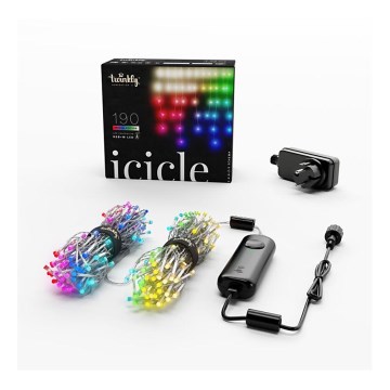 Twinkly - LED RGBW Ljusreglerad utomhus Julgardin ICICLE 190xLED 11,5m IP44 Wi-Fi