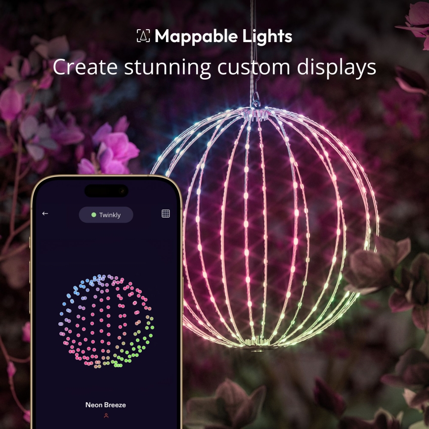 Twinkly - LED RGBW dimbar utomhusdekoration SPHERE 210xLED IP44 Wi-Fi
