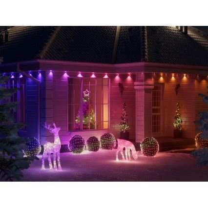 Twinkly - LED RGBW Ljusreglerad utomhus Jul ren REINGEERS 160xLED IP44 Wi-Fi