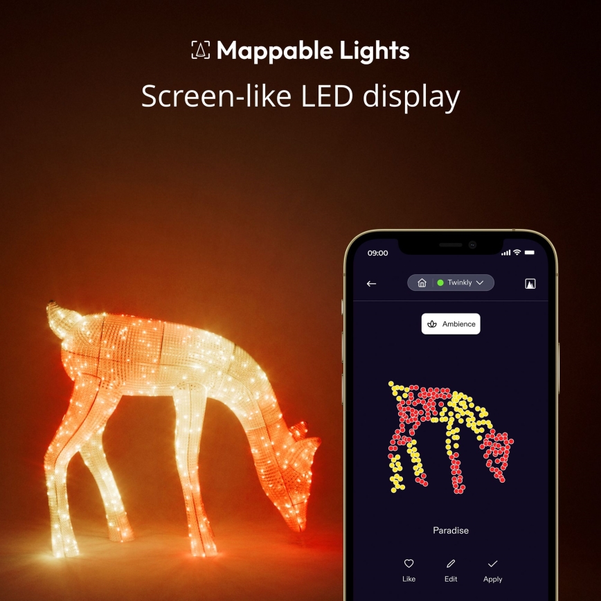 Twinkly - LED RGBW Ljusreglerad utomhus Jul ren REINGEERS 160xLED IP44 Wi-Fi