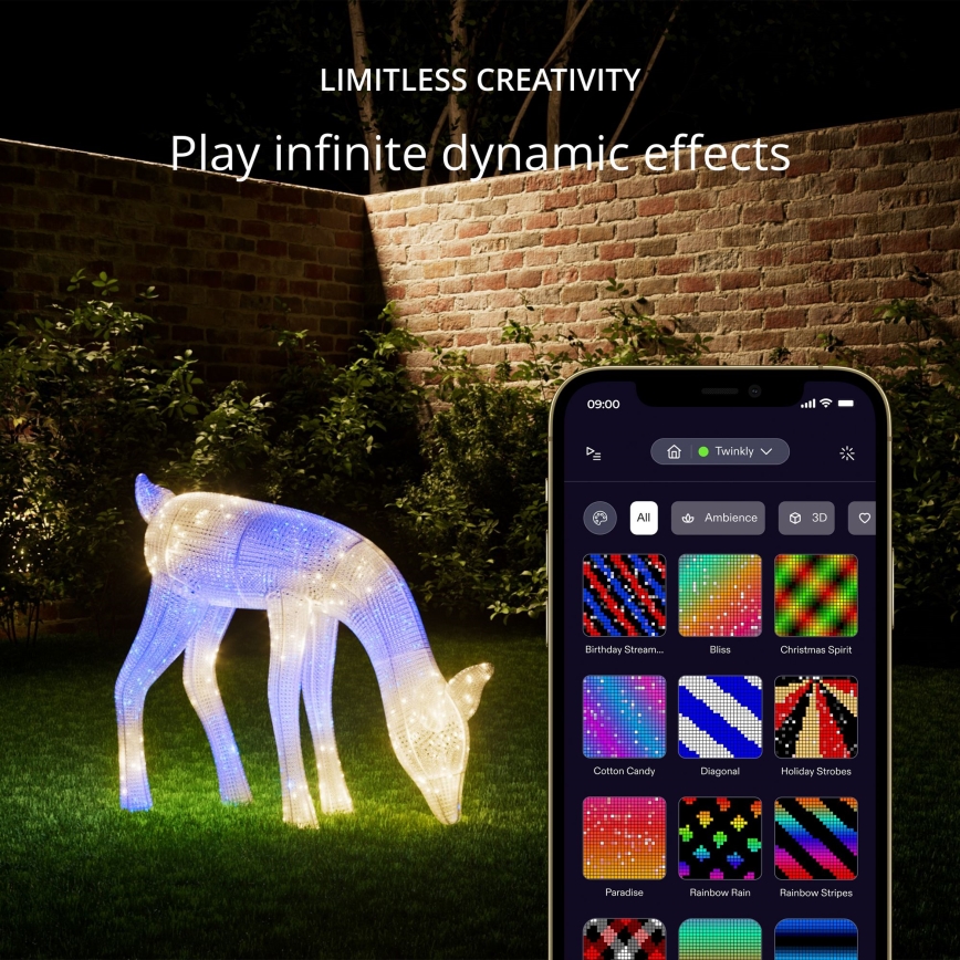 Twinkly - LED RGBW Ljusreglerad utomhus Jul ren REINGEERS 160xLED IP44 Wi-Fi