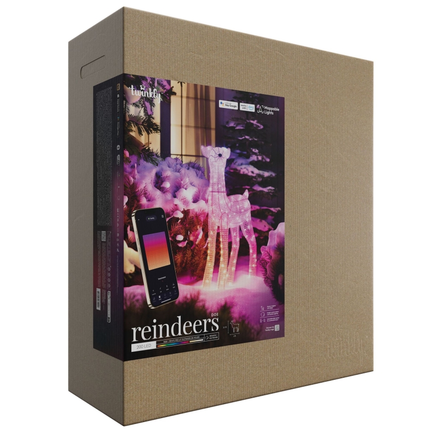 Twinkly - LED RGBW Dimbara utomhus julren REINGEERS 200xLED IP44 Wi-Fi