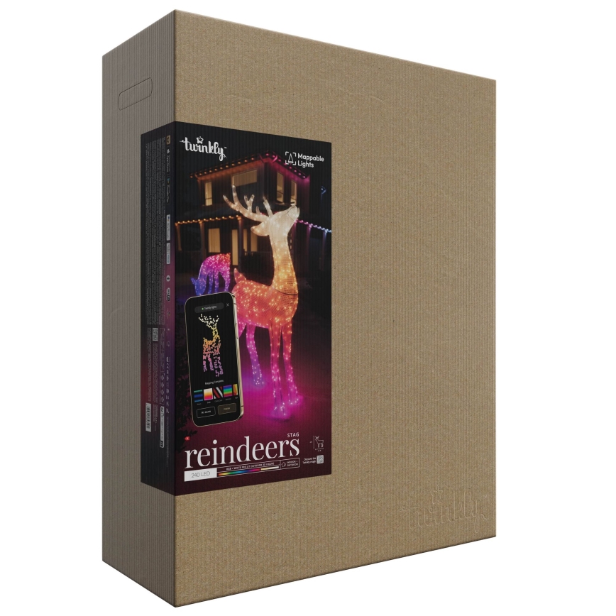 Twinkly - LED RGBW Ljusreglerad utomhus Jul ren REINGEERS 240xLED IP44 Wi-Fi