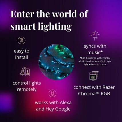 Twinkly - LED RGBW Ljusreglerad utomhus Julkedja CLUSTER 400xLED 9,5m IP44 Wi-Fi