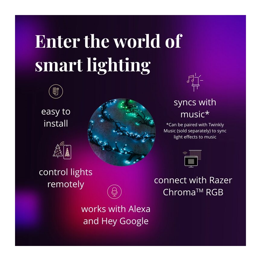 Twinkly - LED RGBW Ljusreglerad utomhus Julkedja CLUSTER 400xLED 9,5m IP44 Wi-Fi