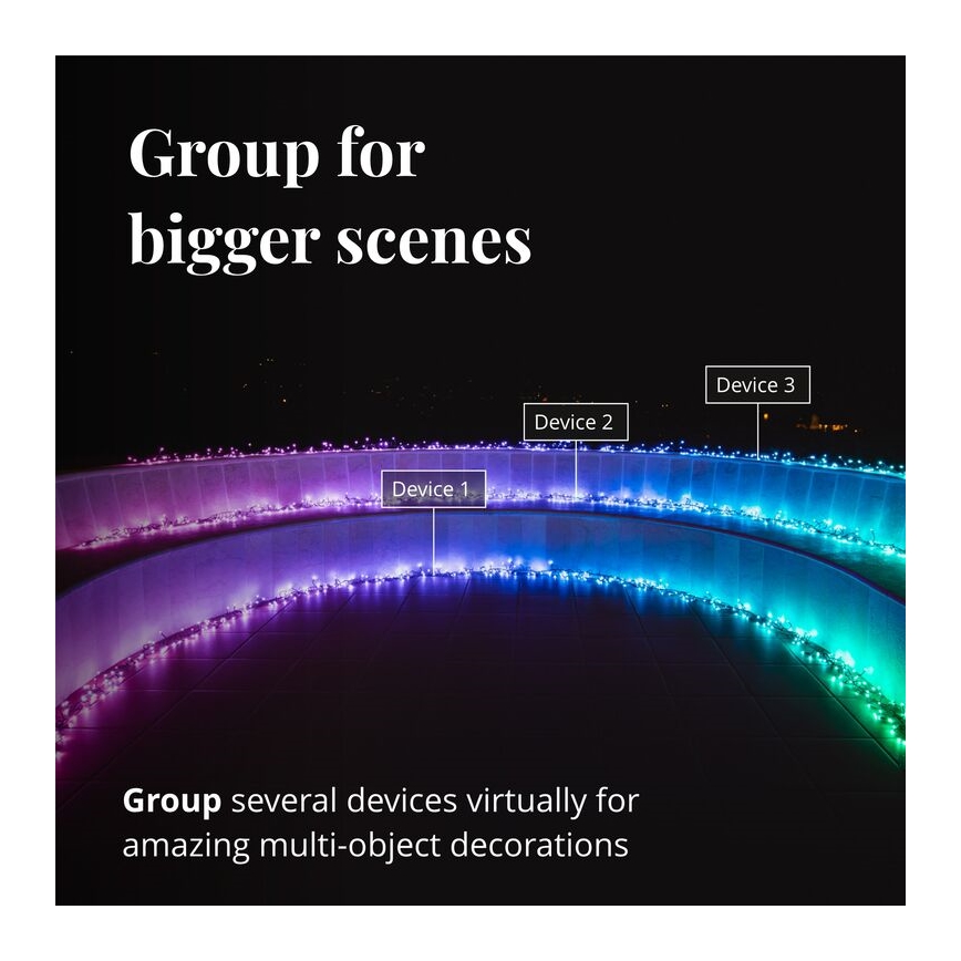 Twinkly - LED RGBW Ljusreglerad utomhus Julkedja CLUSTER 400xLED 9,5m IP44 Wi-Fi