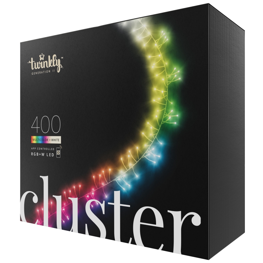 Twinkly - LED RGBW Ljusreglerad utomhus Julkedja CLUSTER 400xLED 9,5m IP44 Wi-Fi