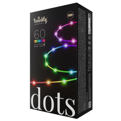 Twinkly - LED RGB Dimmbar julbelysning DOTS 60xLED 7 m USB Wi-Fi