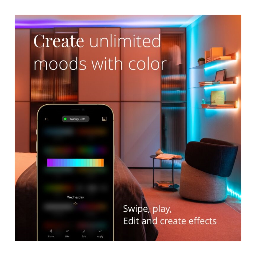 Twinkly - LED RGB Utomhus ljusreglerad list DOTS 200xLED 10 m IP44 WiFi