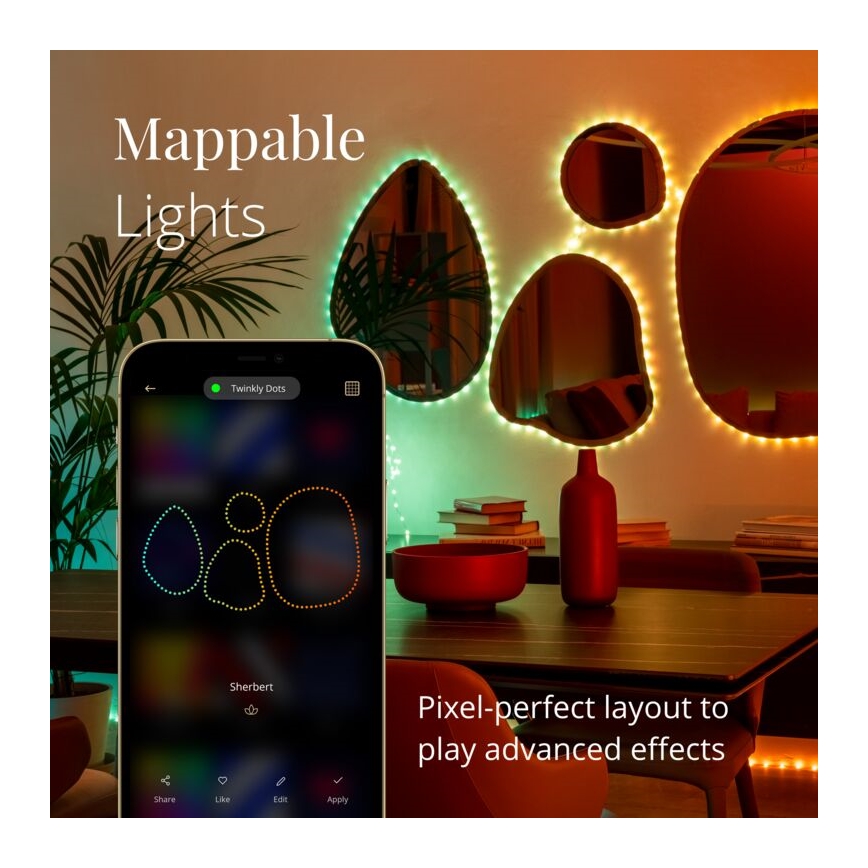 Twinkly - LED RGB Utomhus ljusreglerad list DOTS 400xLED 20 m IP44 Wi-Fi