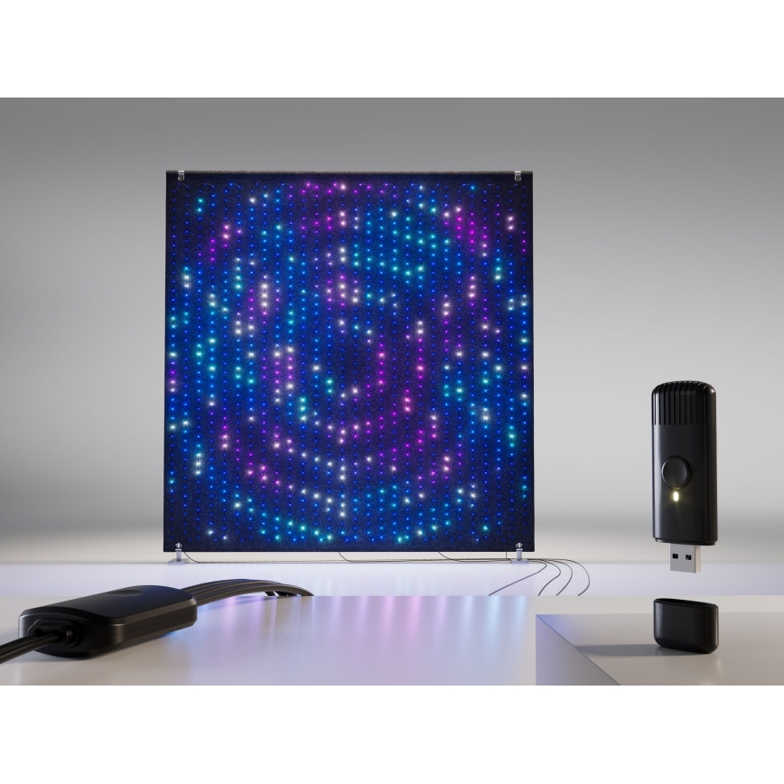 Twinkly - LED RGBW dimbar utomhus-juldraperi LIGHTWALL 1120xLED 2,6x2,7 m IP44 Wi‑Fi + musikdongel