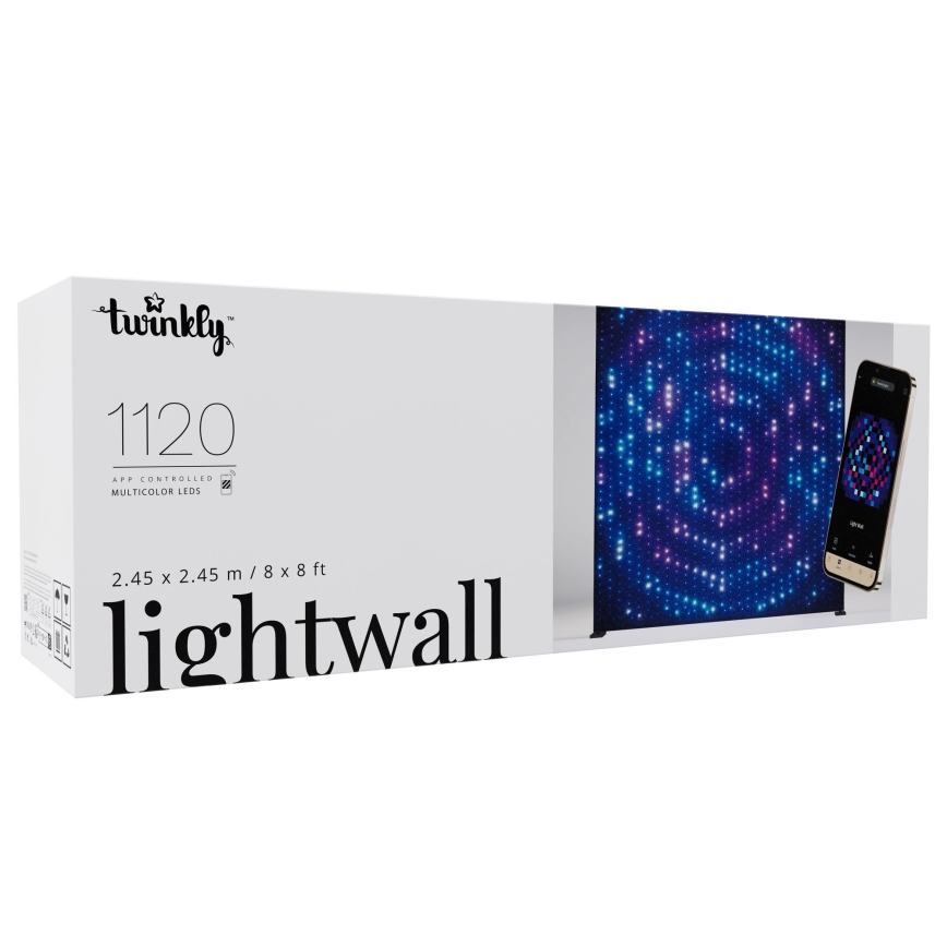 Twinkly - LED RGBW dimbar utomhus-juldraperi LIGHTWALL 1120xLED 2,6x2,7 m IP44 Wi‑Fi + musikdongel
